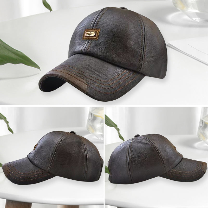 Unisex PU Leather Cap – Adjustable and Insulated