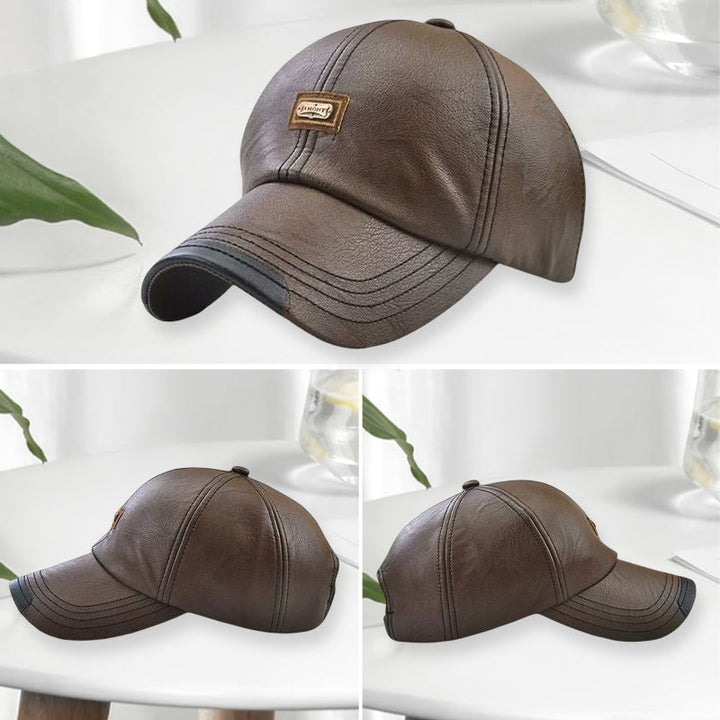 Unisex PU Leather Cap – Adjustable and Insulated
