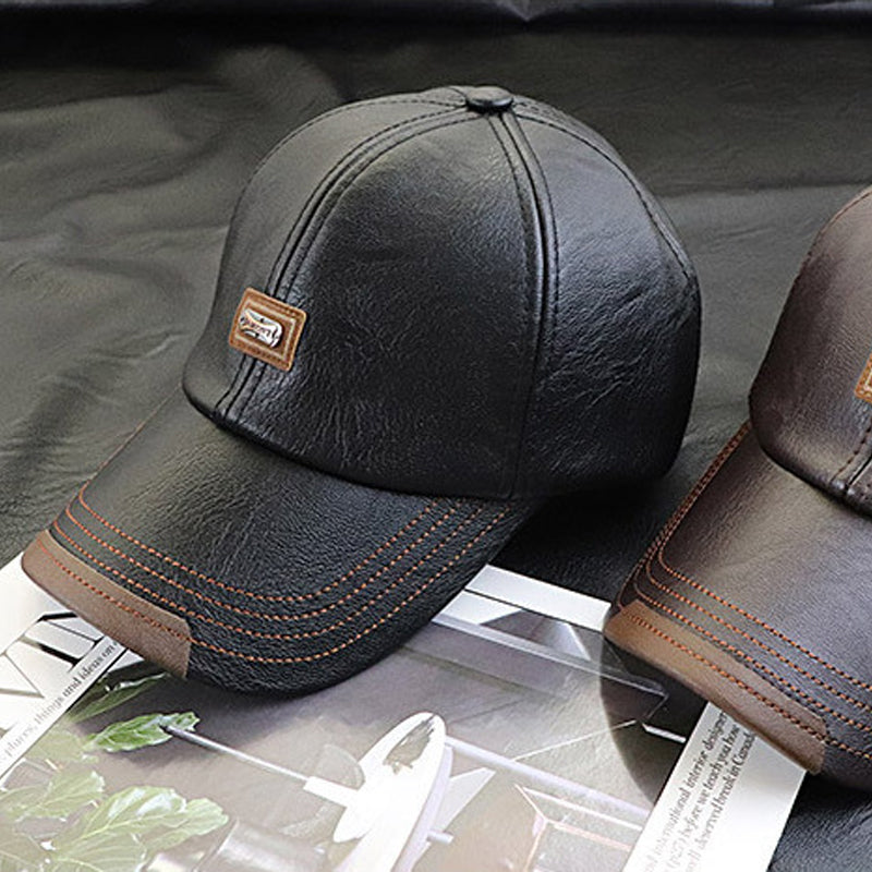 Unisex PU Leather Cap – Adjustable and Insulated