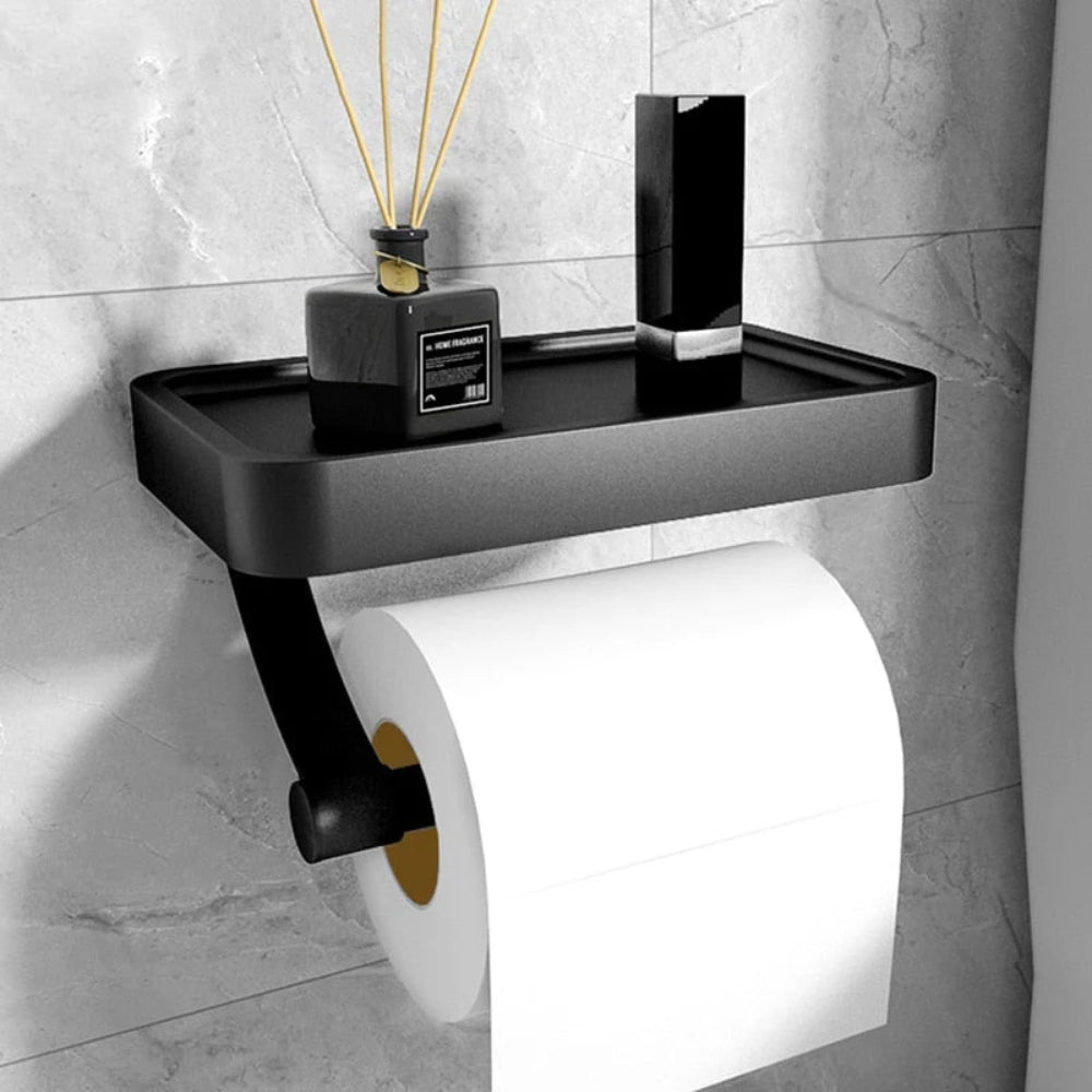 Minimalist Aluminum Bathroom Shelf Organizer - Drill-Free Wall Mount