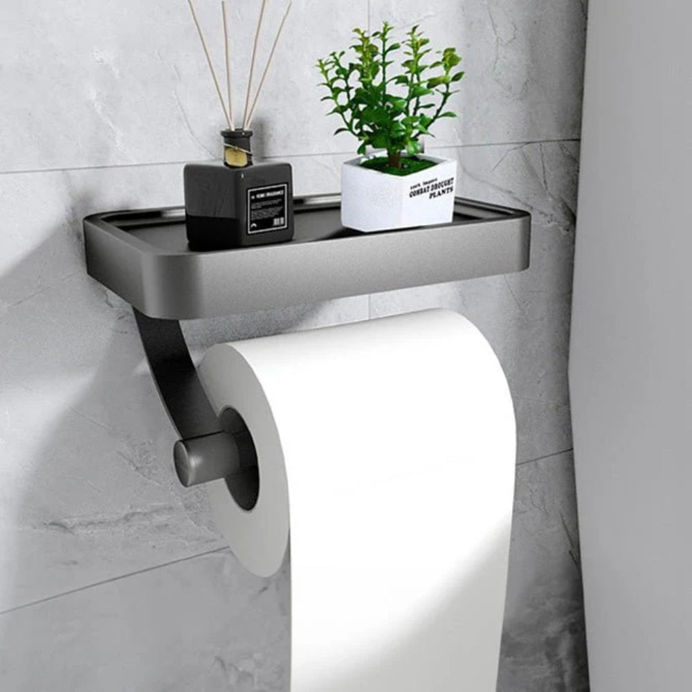 Minimalist Aluminum Bathroom Shelf Organizer - Drill-Free Wall Mount