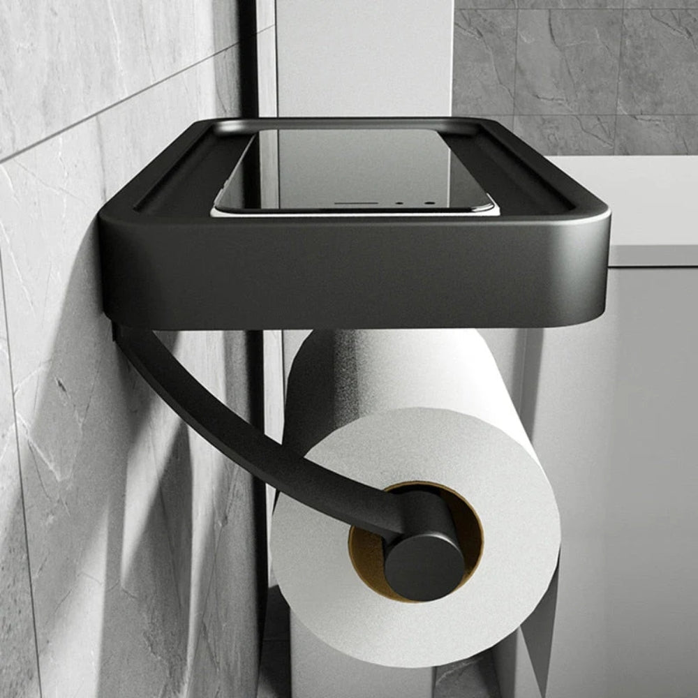 Minimalist Aluminum Bathroom Shelf Organizer - Drill-Free Wall Mount