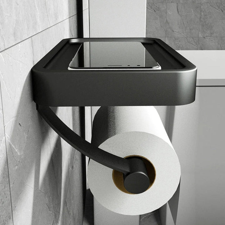Minimalist Aluminum Bathroom Shelf Organizer - Drill-Free Wall Mount