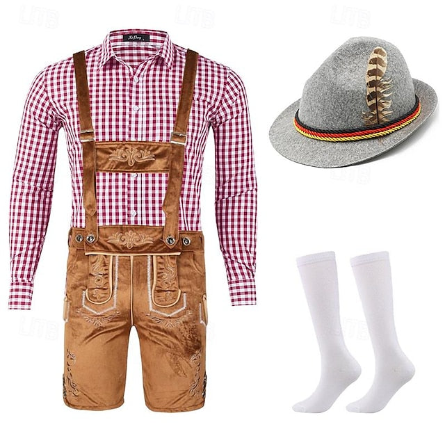 Oktoberfest Outfit Men | Complete Set with Lederhosen, Shirt, Socks & Hat | Trachtenheld