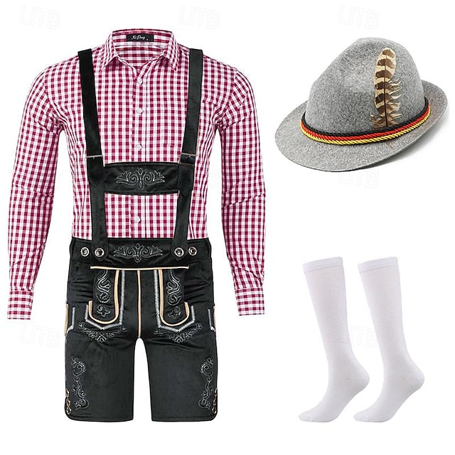 Oktoberfest Outfit Men | Complete Set with Lederhosen, Shirt, Socks & Hat | Trachtenheld