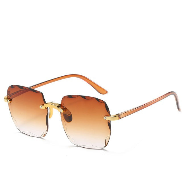Square Rimless UV400 Sunglasses with Vintage Style – Lightweight & Glare-Free
