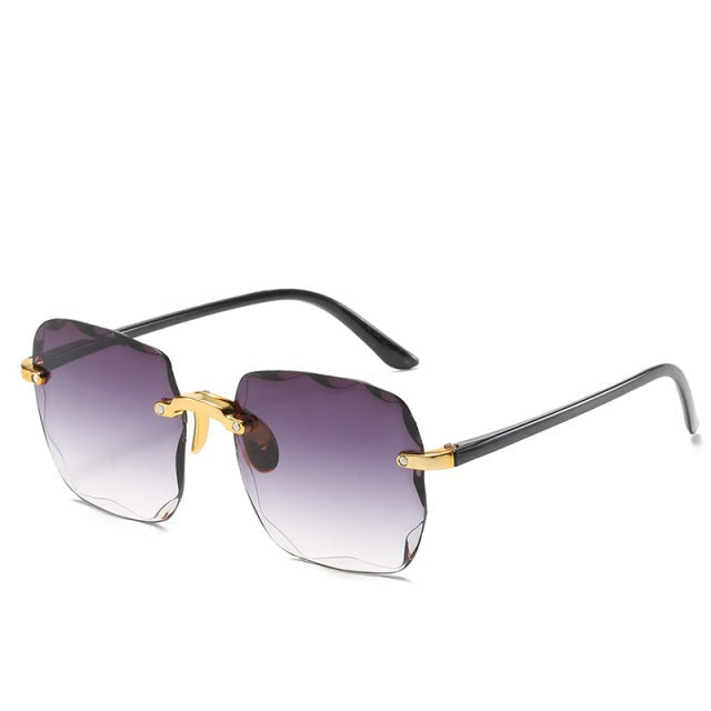 Square Rimless UV400 Sunglasses with Vintage Style – Lightweight & Glare-Free