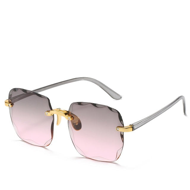 Square Rimless UV400 Sunglasses – Vintage Style, Lightweight Design