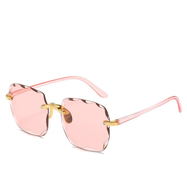 Square Rimless UV400 Sunglasses – Vintage Style, Lightweight Design
