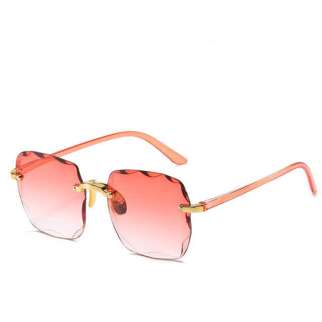 Square Rimless UV400 Sunglasses – Vintage Style, Lightweight Design