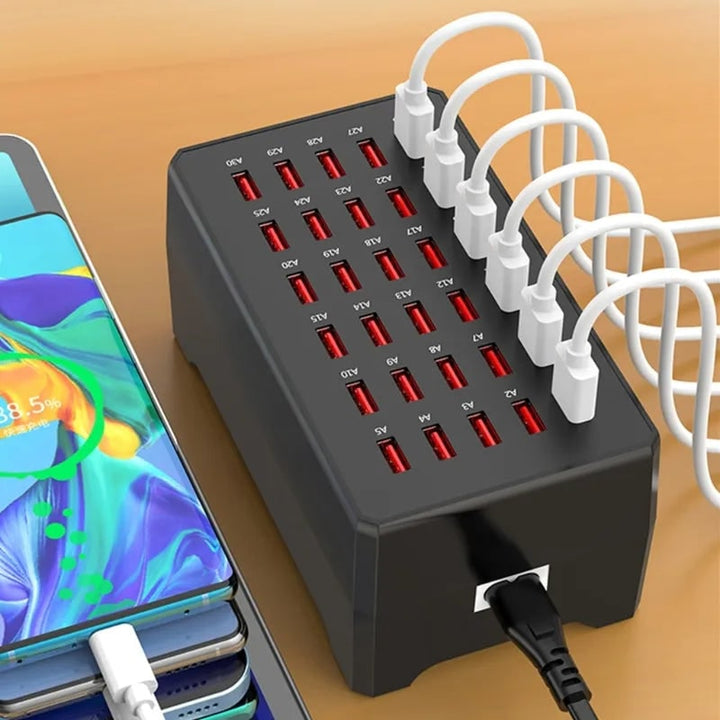 30-Port Universal USB Fast Charging Hub - 150W Multi-Device Station