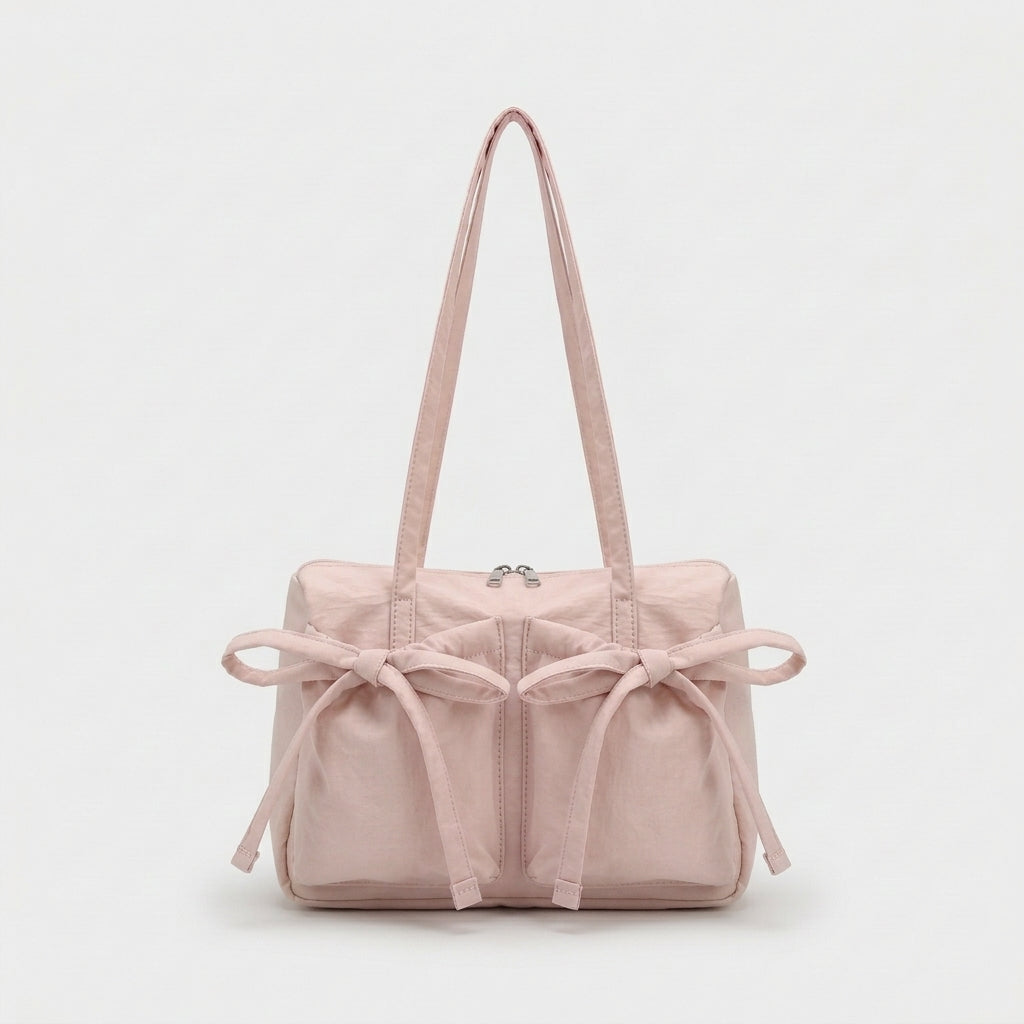 Bowie – Women's Nylon Tote Bag with Bow Detail