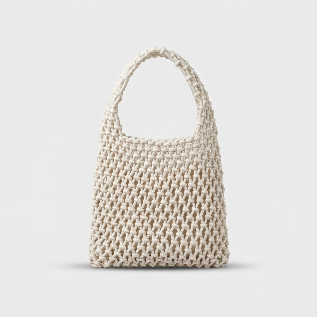Kaia – Macrame Crochet Handbag with Drawstring Lining