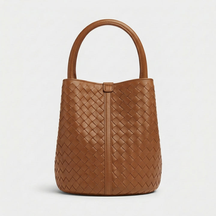 Wren – Woven Sheepskin Leather Shoulder Bucket Bag