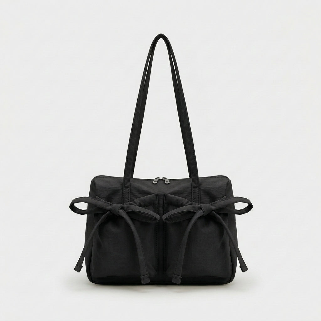 Bowie – Women's Nylon Tote Bag with Bow Detail