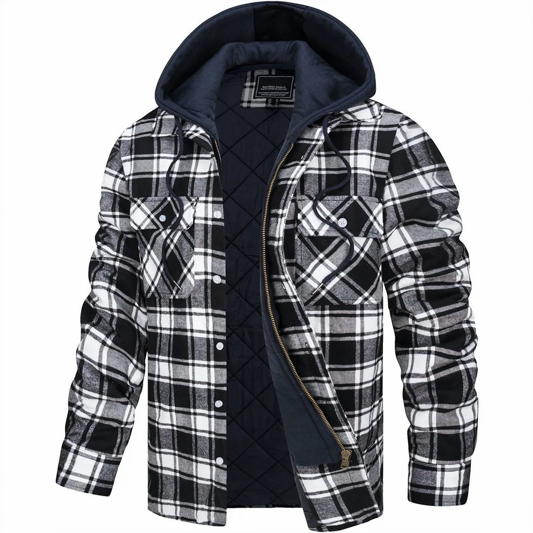 Highland Plaid Hooded Zip Jacket for Men