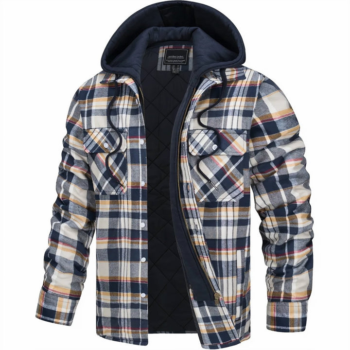 Highland Plaid Hooded Zip Jacket for Men
