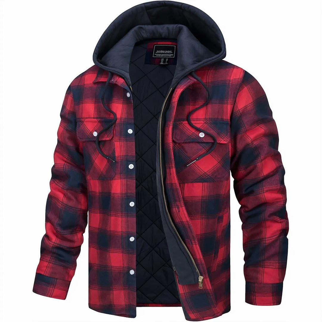 Highland Plaid Hooded Zip Jacket for Men