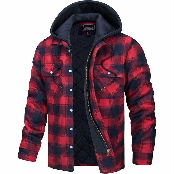 Highland Plaid Hooded Zip Jacket for Men