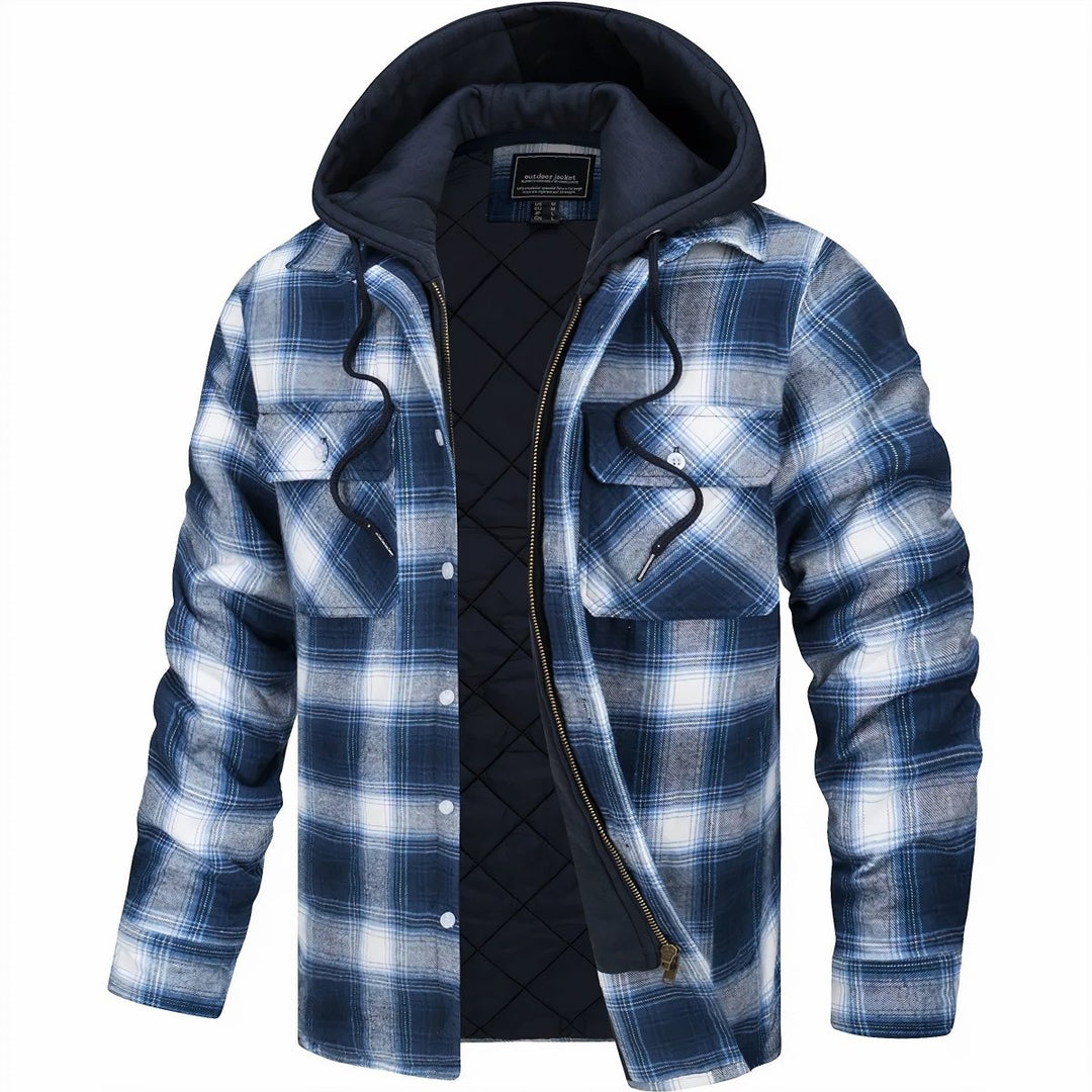 Highland Plaid Hooded Zip Jacket for Men