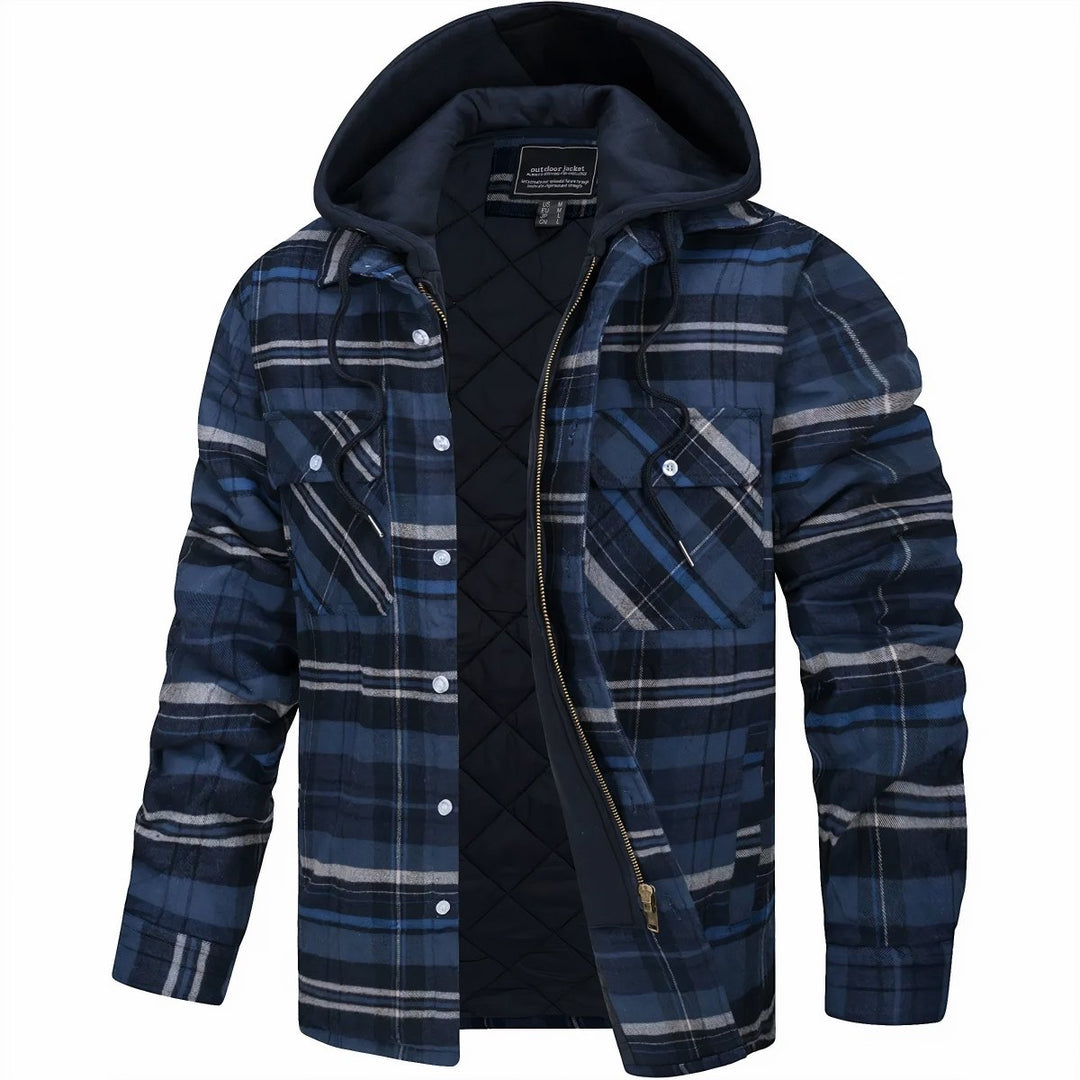 Highland Plaid Hooded Zip Jacket for Men