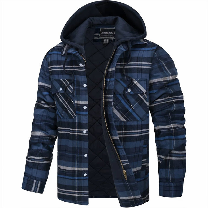 Highland Plaid Hooded Zip Jacket for Men