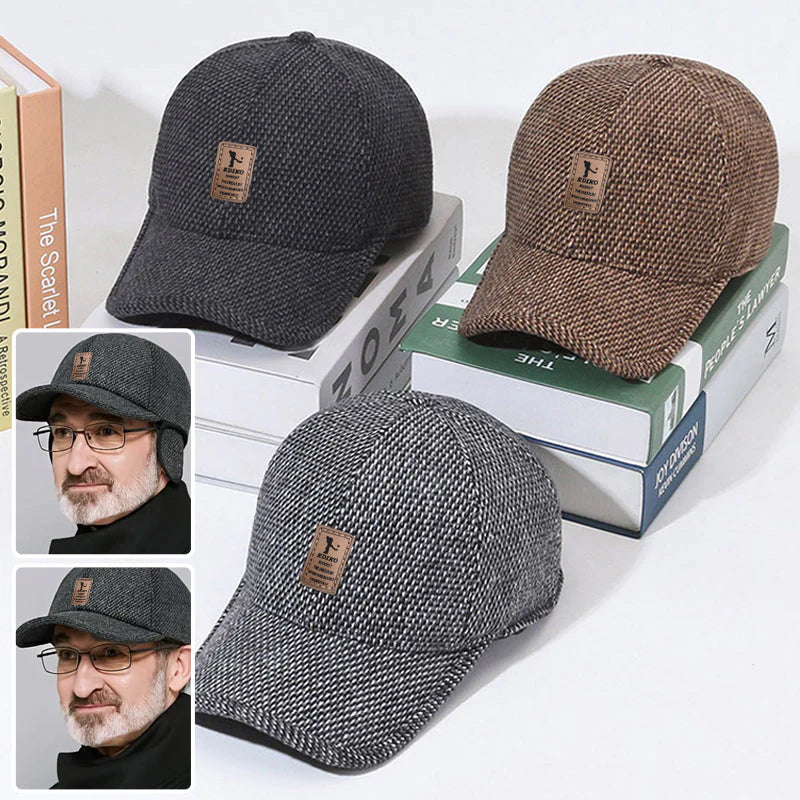 Warm winter cap for men with ear flaps