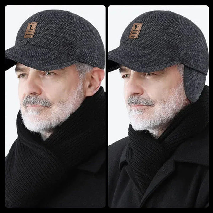 Warm winter cap for men with ear flaps