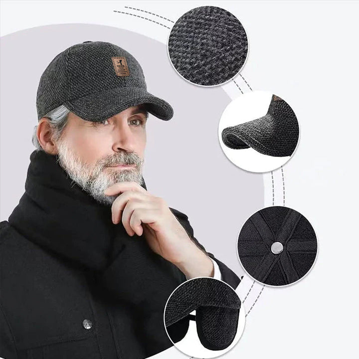Warm winter cap for men with ear flaps