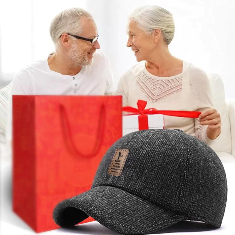 Warm winter cap for men with ear flaps