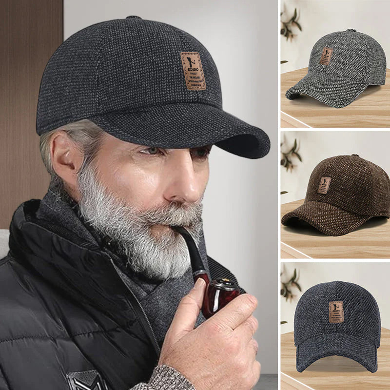 Warm winter cap for men with ear flaps