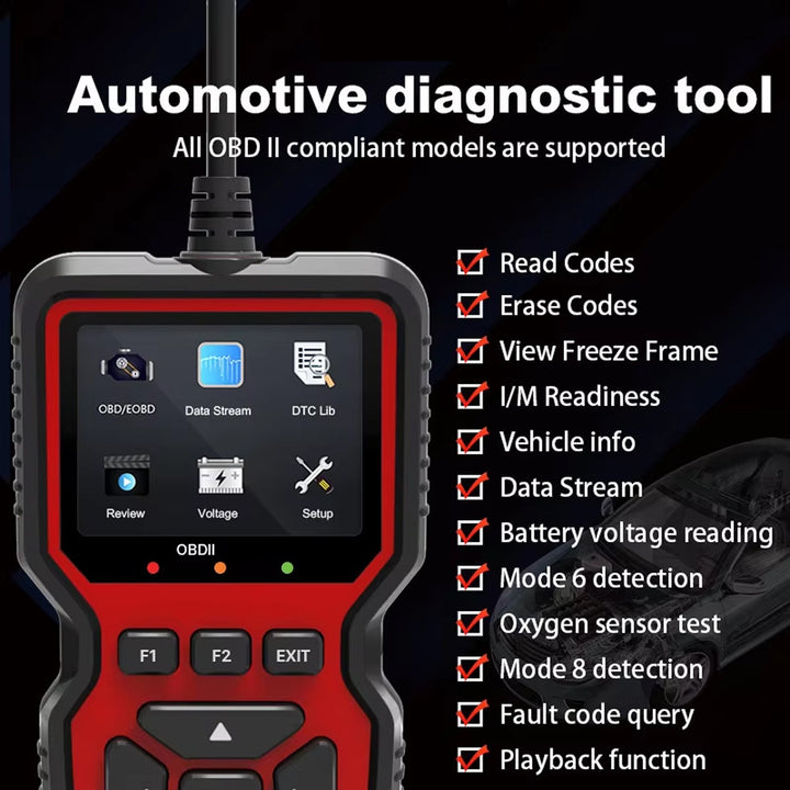 Universal OBD2 Vehicle Diagnostic Scanner with Live Data Monitoring