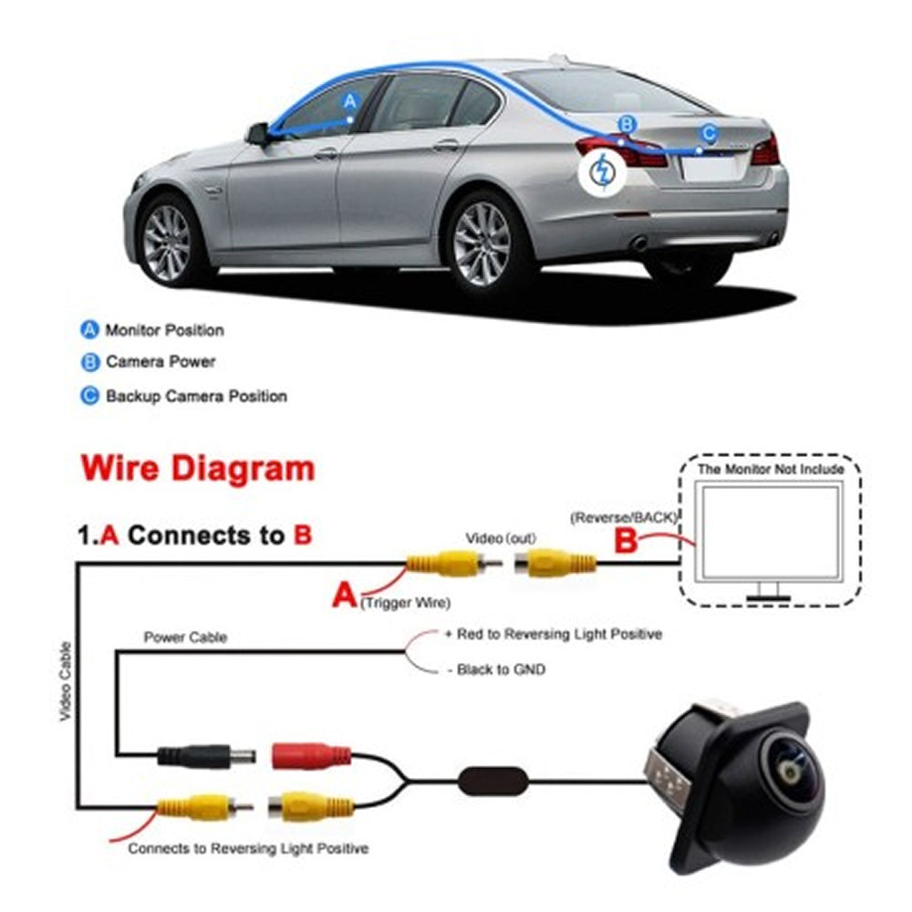 Ultra-Wide 180° Rear View Camera System with 4K CCD Technology and Smart Parking Assist