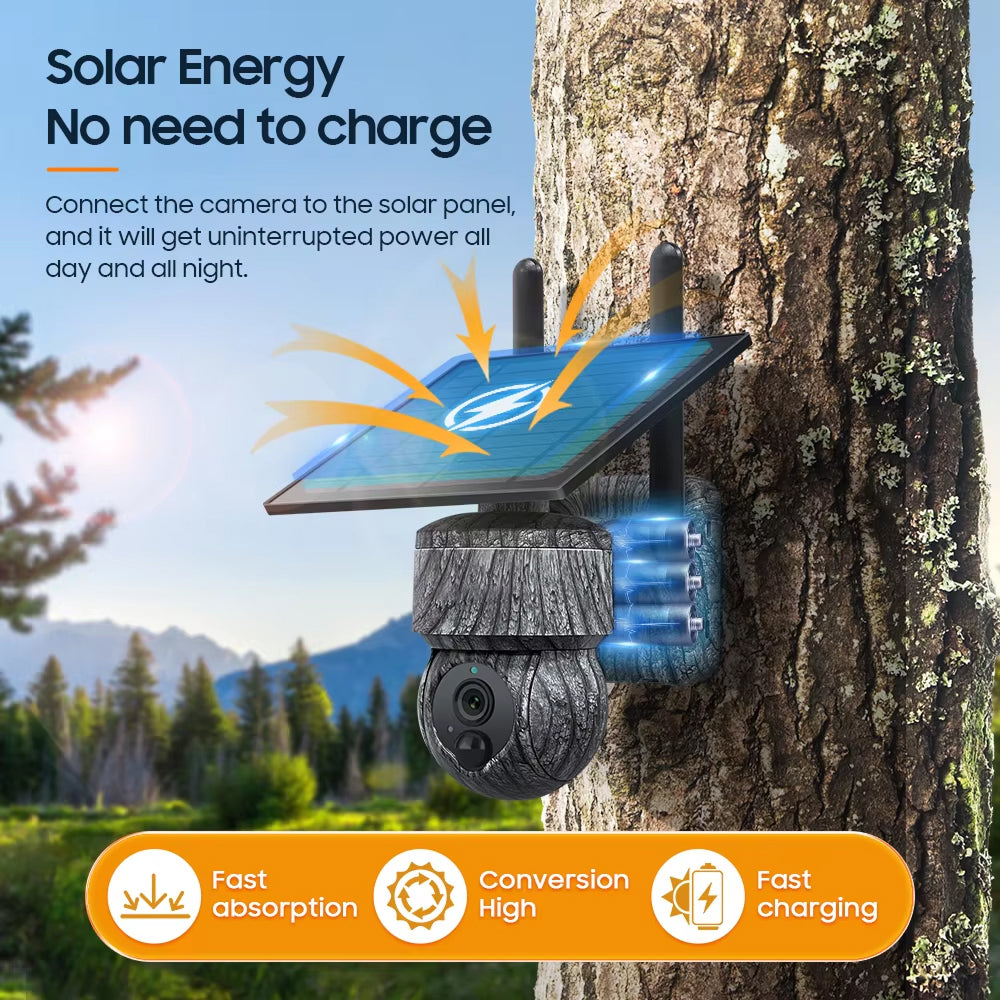 Solar-Powered 4MP Pan-Tilt Wildlife and Property Monitoring Camera with 4G Connectivity