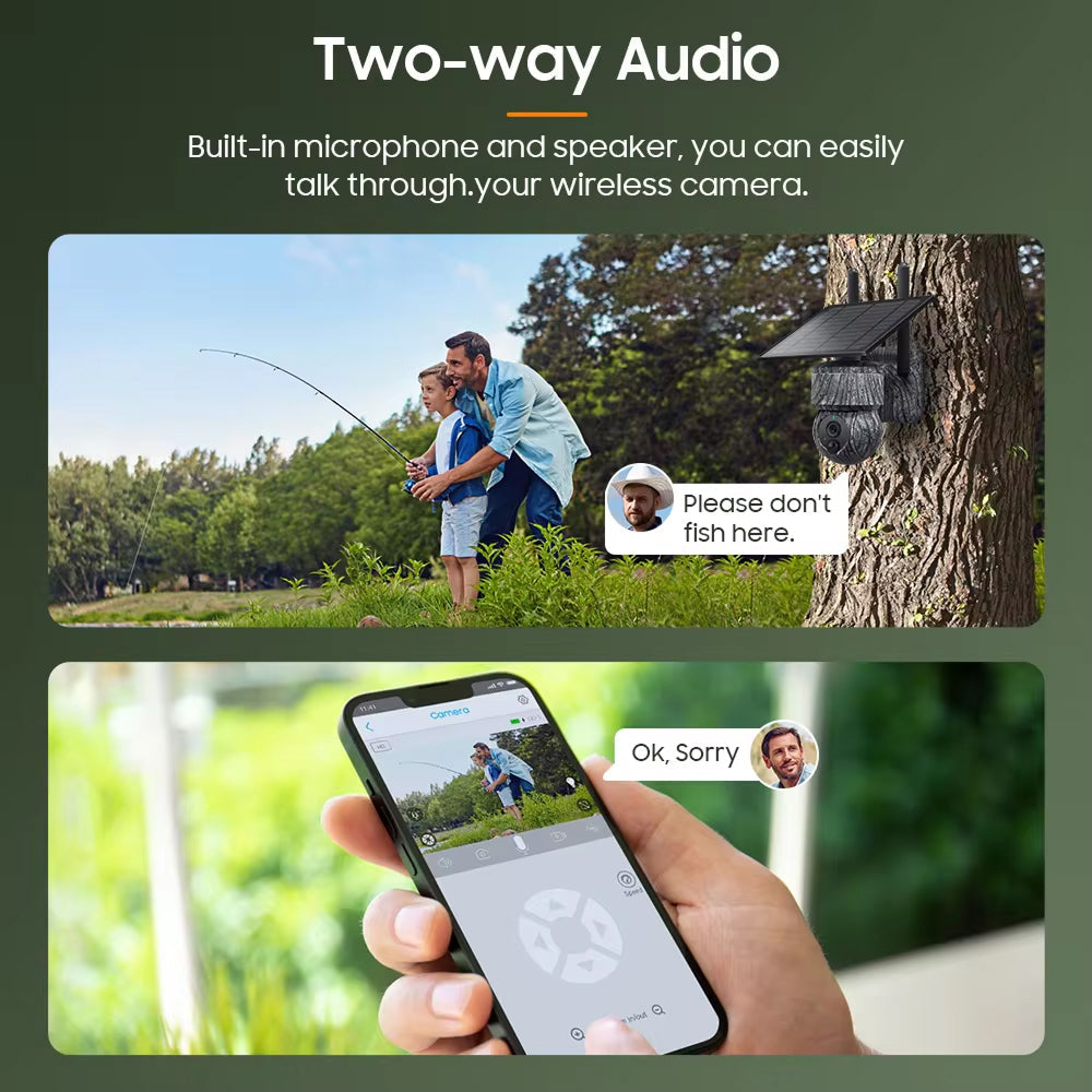 Solar-Powered 4MP Pan-Tilt Wildlife and Property Monitoring Camera with 4G Connectivity