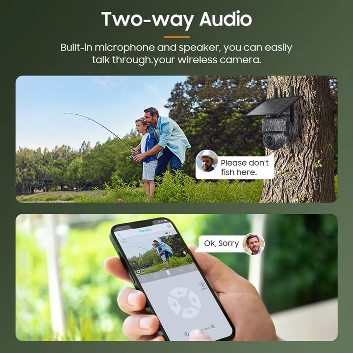 Solar-Powered 4MP Pan-Tilt Wildlife and Property Monitoring Camera with 4G Connectivity