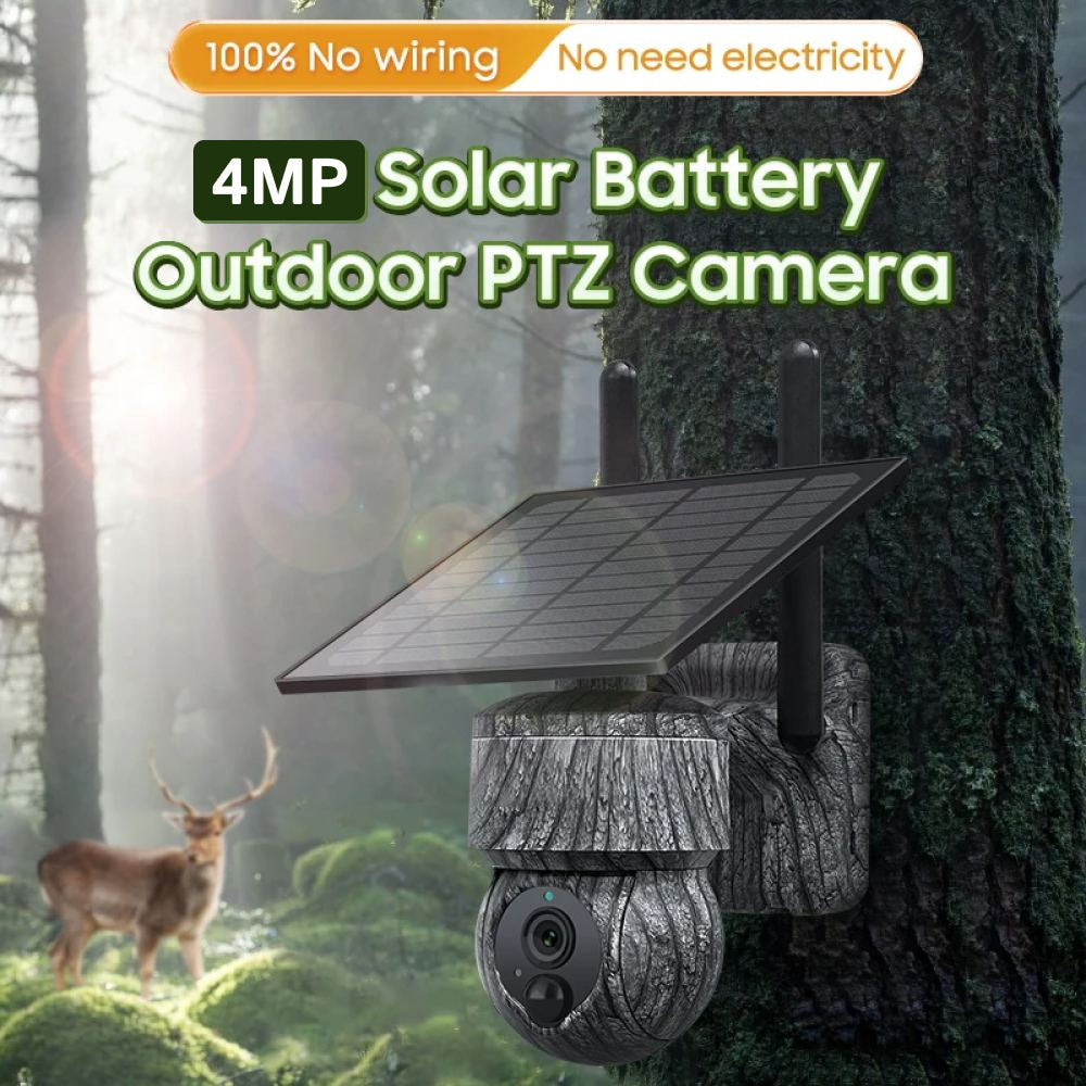 Solar-Powered 4MP Pan-Tilt Wildlife and Property Monitoring Camera with 4G Connectivity