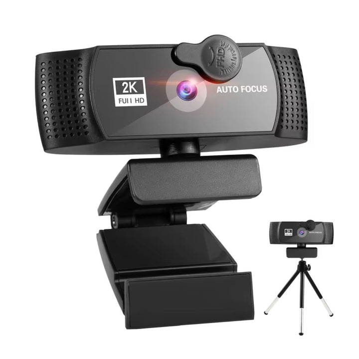 Professional 4K Wide-Angle Webcam with Dual Microphones and Privacy Shutter