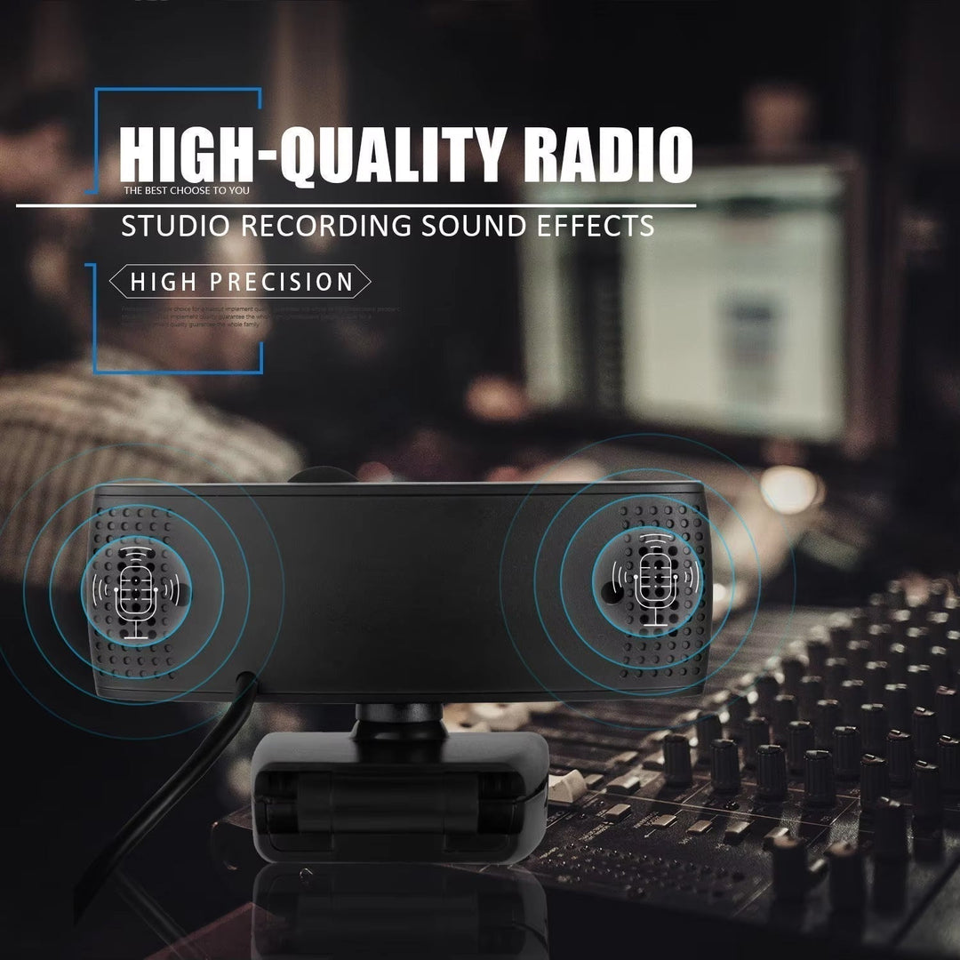 Professional 4K Wide-Angle Webcam with Dual Microphones and Privacy Shutter