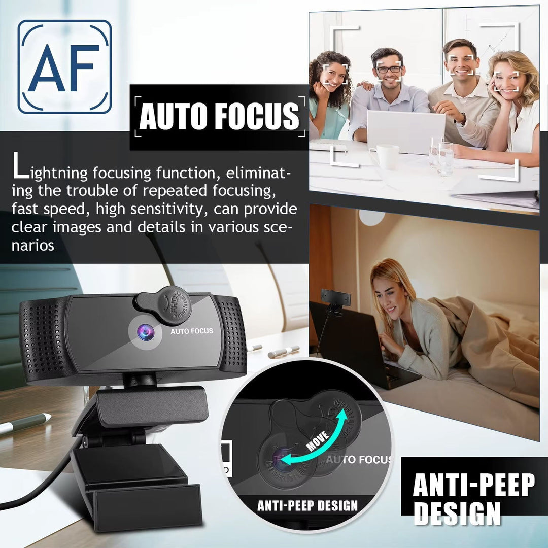 Professional 4K Wide-Angle Webcam with Dual Microphones and Privacy Shutter