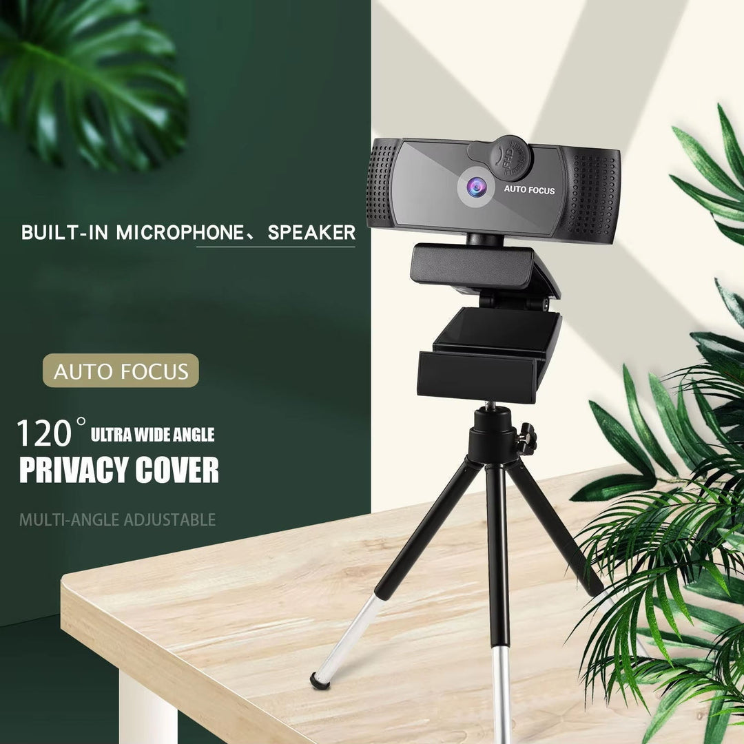 Professional 4K Wide-Angle Webcam with Dual Microphones and Privacy Shutter