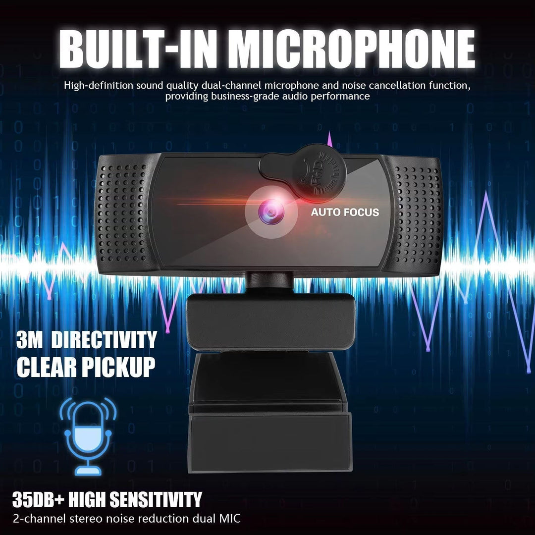 Professional 4K Wide-Angle Webcam with Dual Microphones and Privacy Shutter