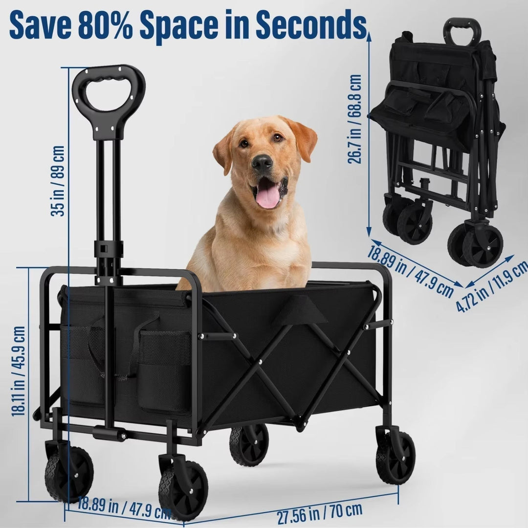 Compact Four-Wheel Folding Cargo Wagon for Shopping and Outdoor Transport