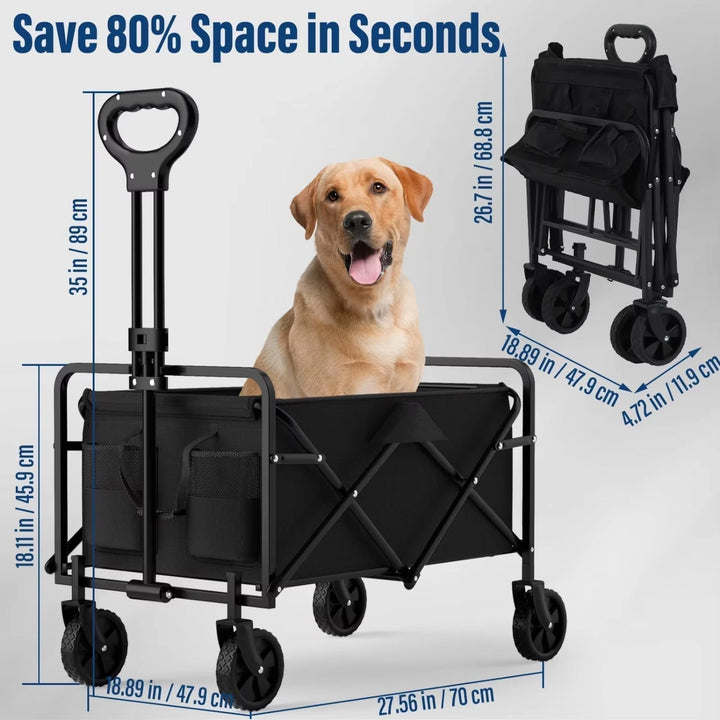 Compact Four-Wheel Folding Cargo Wagon for Shopping and Outdoor Transport