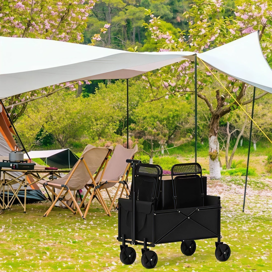 Compact Four-Wheel Folding Cargo Wagon for Shopping and Outdoor Transport