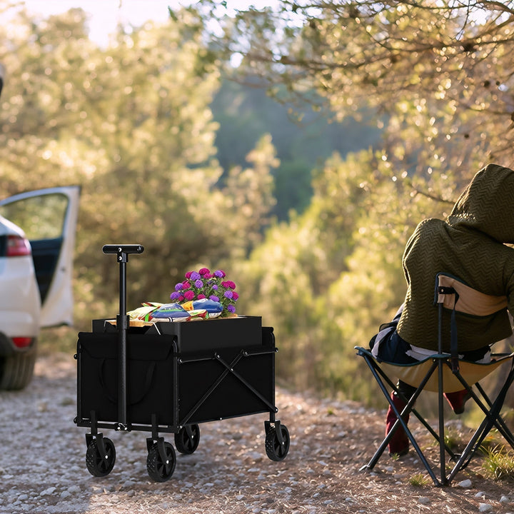 Compact Four-Wheel Folding Cargo Wagon for Shopping and Outdoor Transport