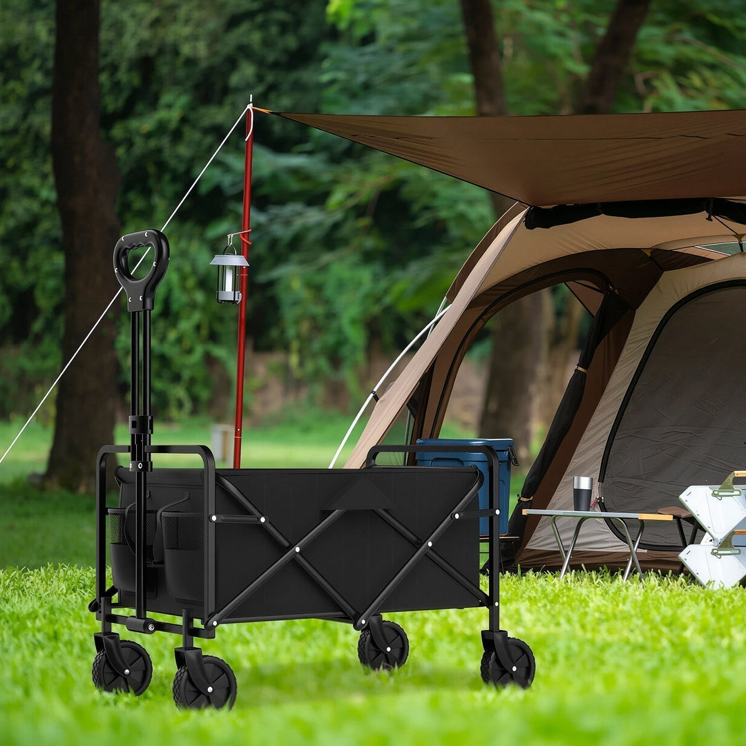 Compact Four-Wheel Folding Cargo Wagon for Shopping and Outdoor Transport