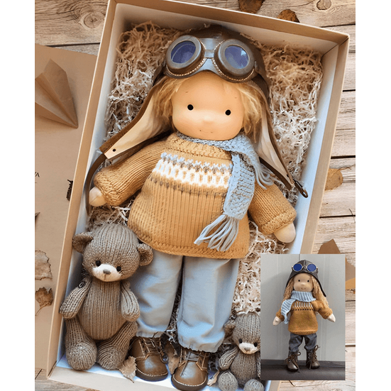 Handcrafted Wool Soft Doll - Natural Materials, Durable Toy