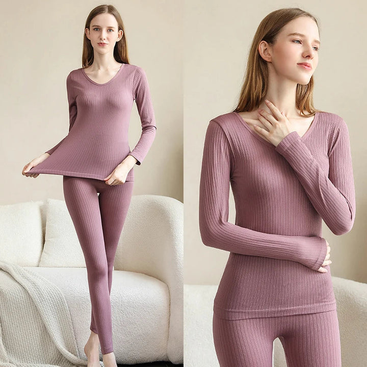 ThermaLuxe Women's Thermal Base Layer Set with Mock Neck & Pants
