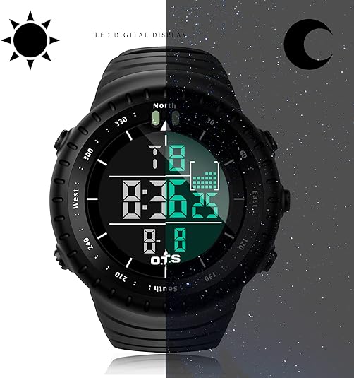 SummitEdge Men's Waterproof Digital Tactical Sports Watch with LED